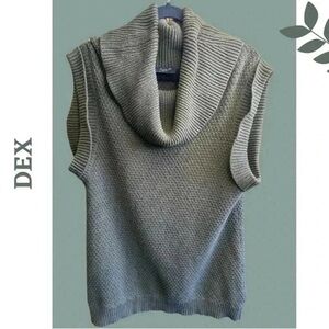 🛍️3/$40 DEX Sleeveless Cowl Neck Knit Sweater Medium Green Texture Layering Vest